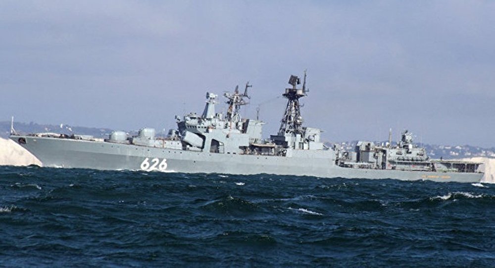 俄“库拉科夫海军中将”号大型反潜舰演练地中海潜艇搜索