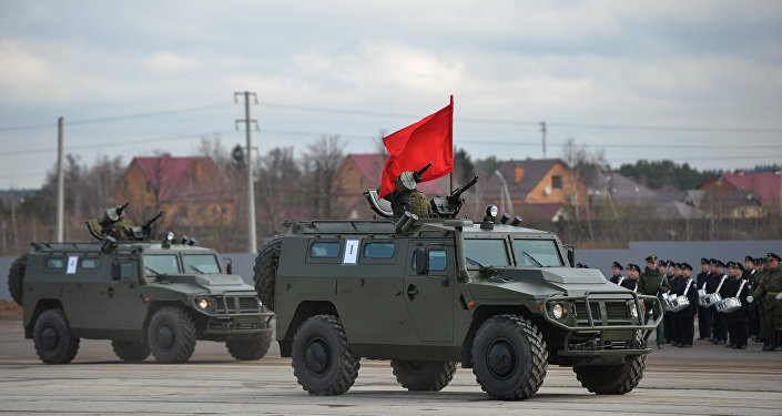 SBM VPK-233136 'Tiger' during the rehearsal of the military parade