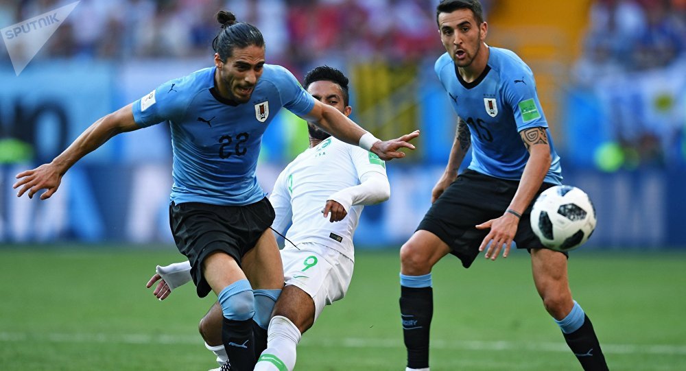 乌拉圭队击败沙特队提前踢进八分之一决赛