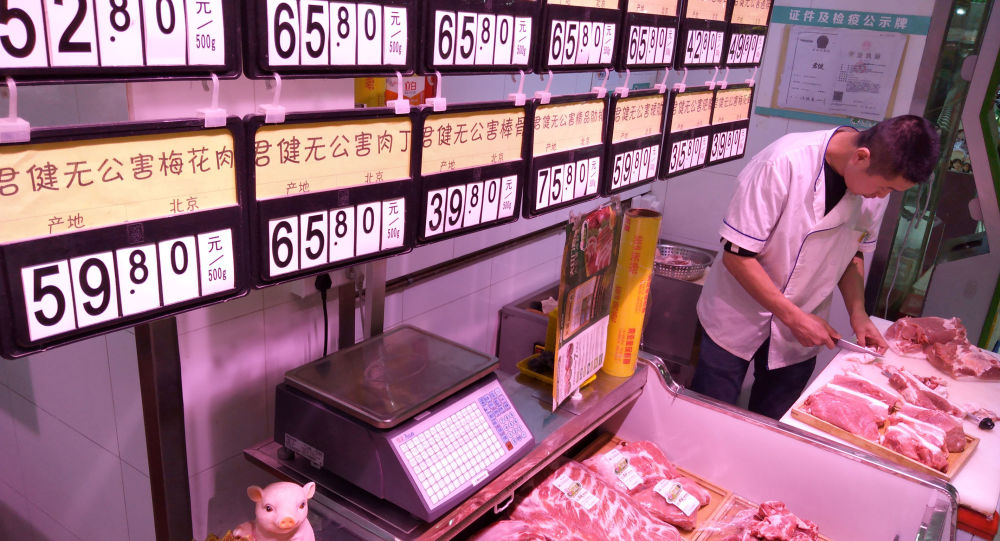 中国统计局：7月份中国猪肉价格环比上涨10.3%