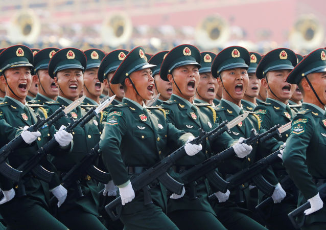 参加中国70周年国庆阅兵的中国解放军战士